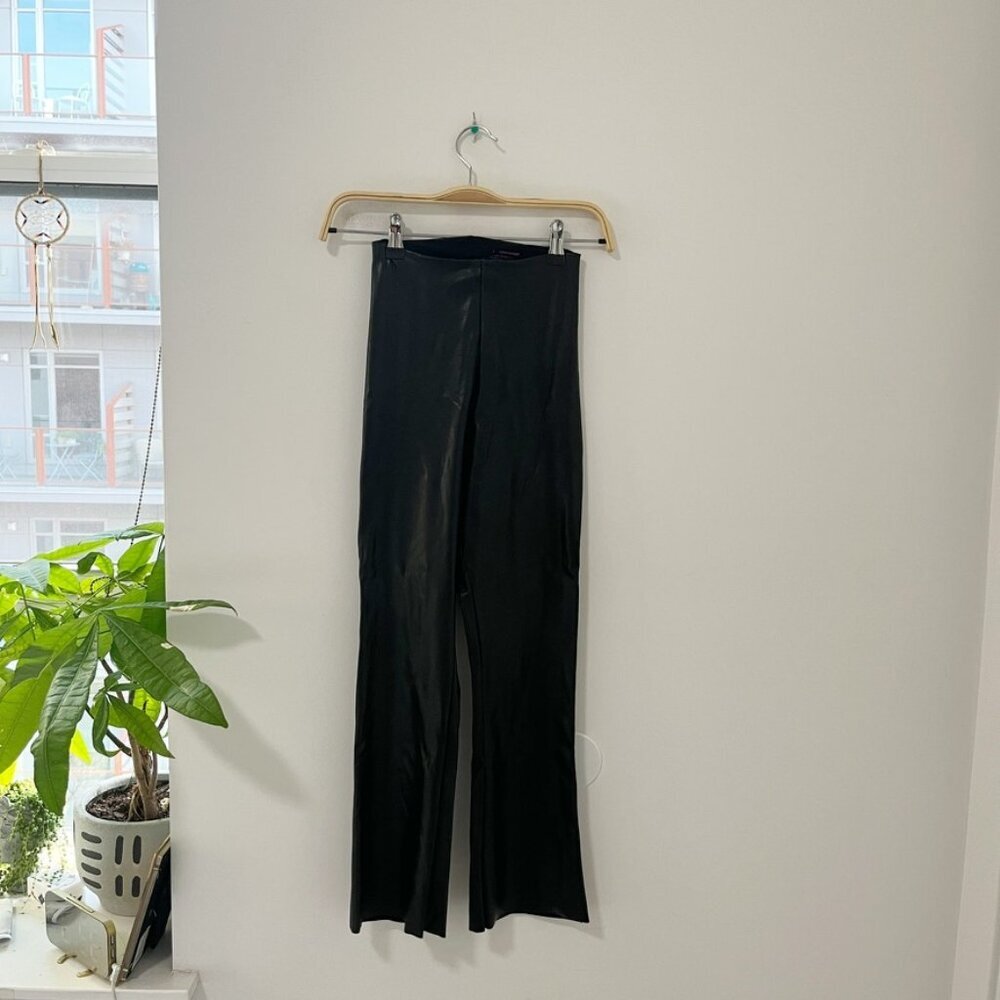 Commando Black Faux Leather Flare Shapewear Pants Size Small